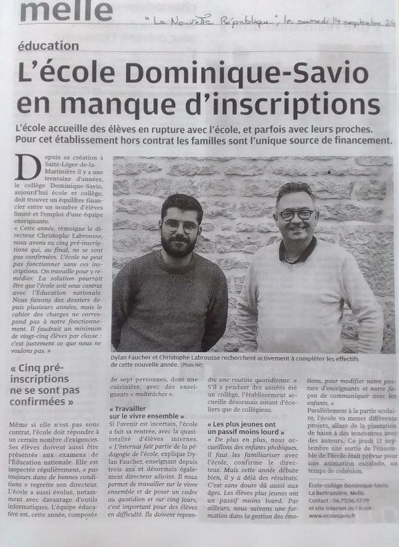 Article Ecole Savio